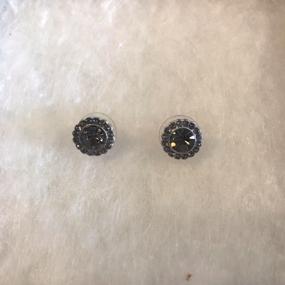 Charming Charlie Silver w/ Gray Stone Earrings